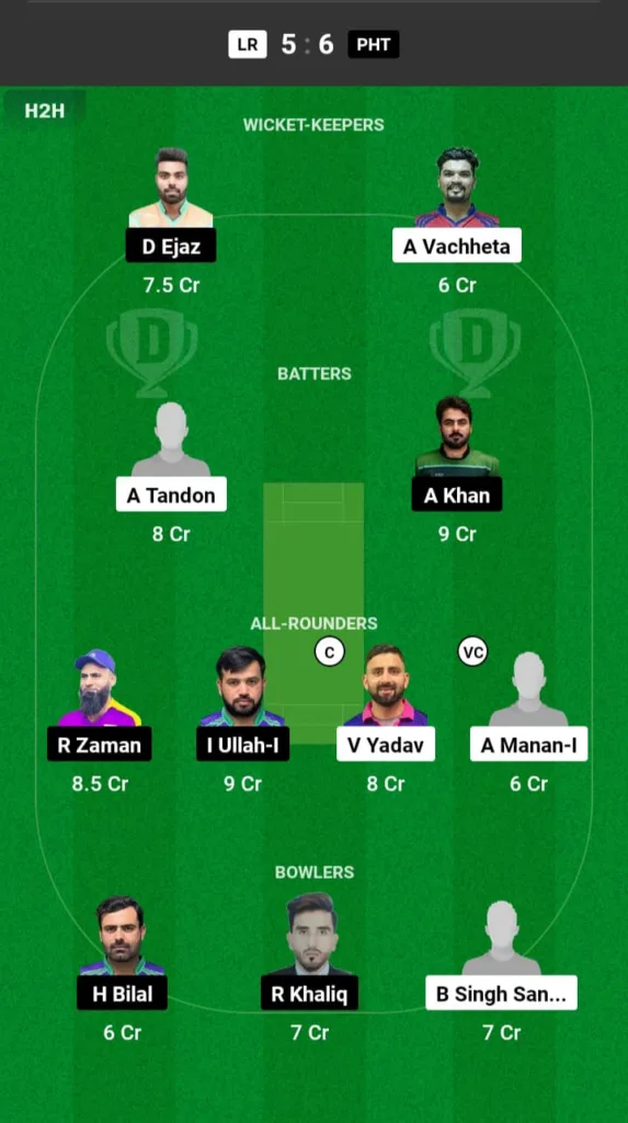 LR vs PHT Dream11