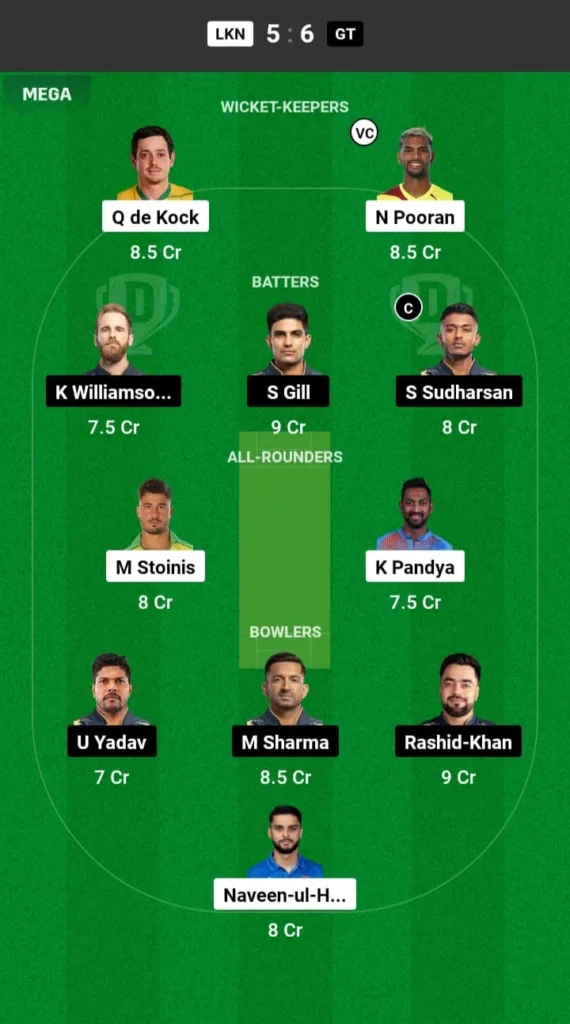 LSG vs GT Dream11