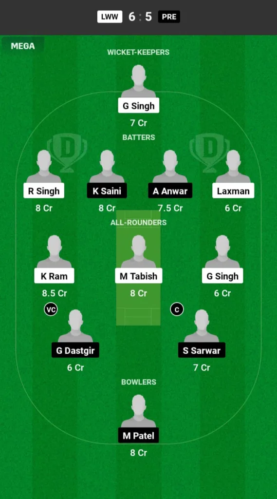 LWW vs PRE Dream11