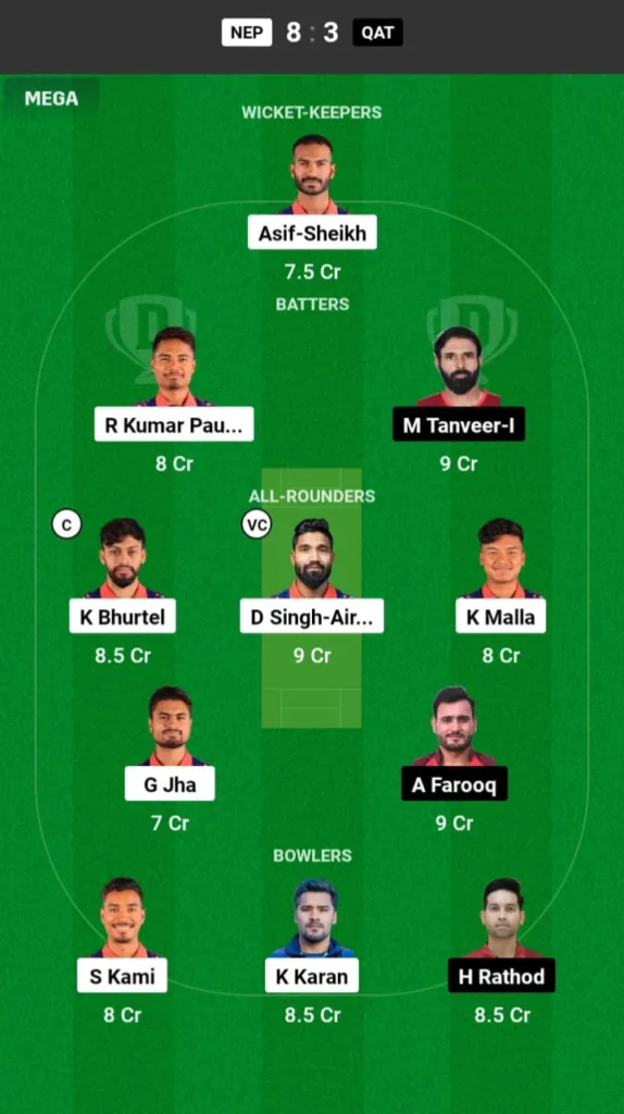 NEP vs QAT Dream11