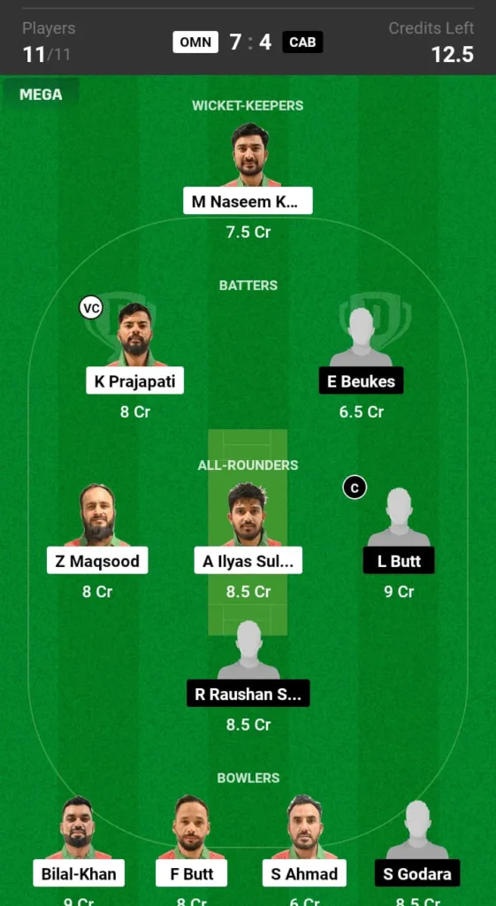 OMN vs CAB Dream11 