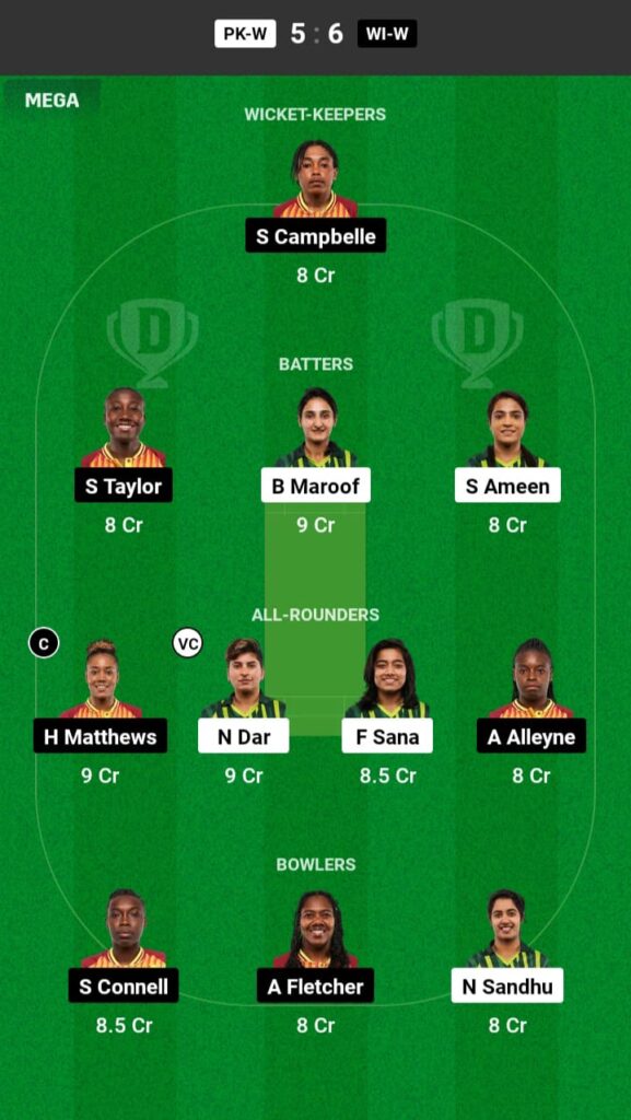 PAK-W vs WI-W Dream11 