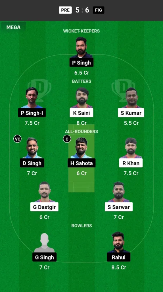 PRE vs FIG Dream11 