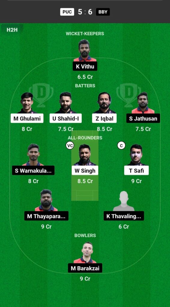 PUC vs BBY Dream11