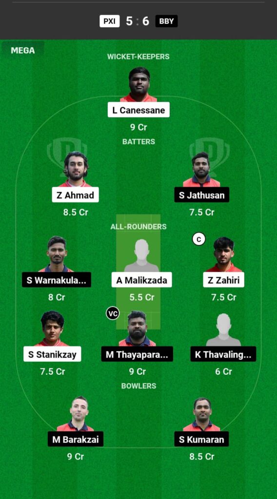 PXI vs BBY Dream11