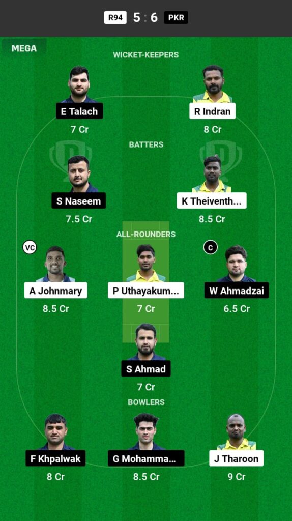 R94 vs PKR Dream11