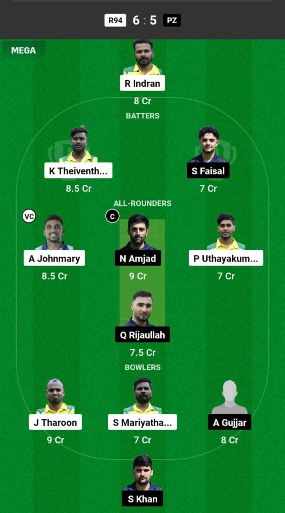 R94 vs PZ Dream11