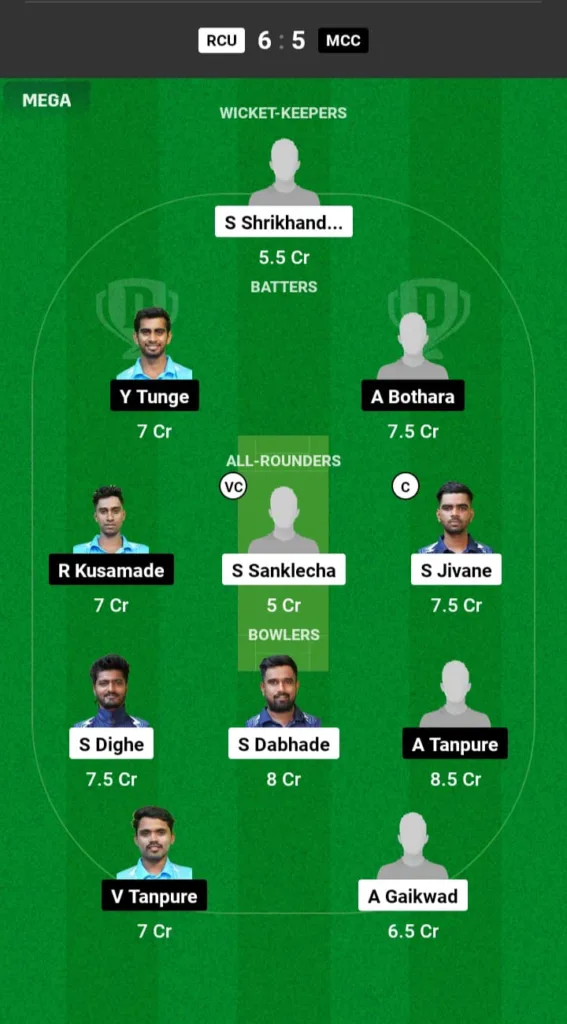 RCU vs MCC Dream11