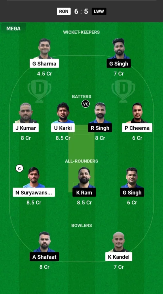 RON vs LWW Dream11