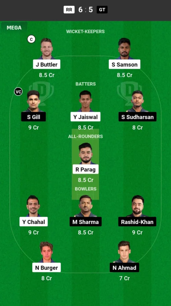 RR vs GT Dream11