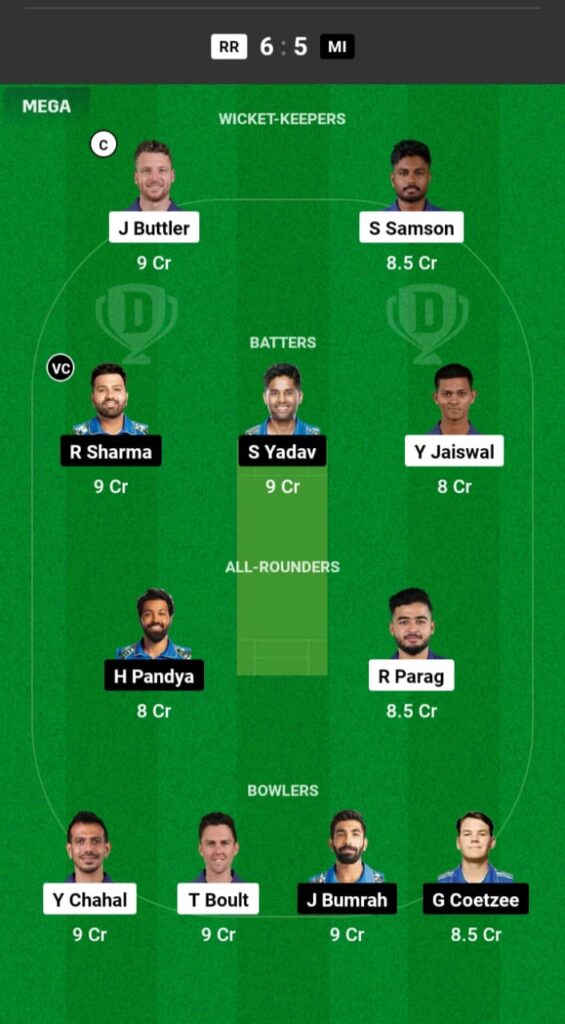 RR vs MI Dream11