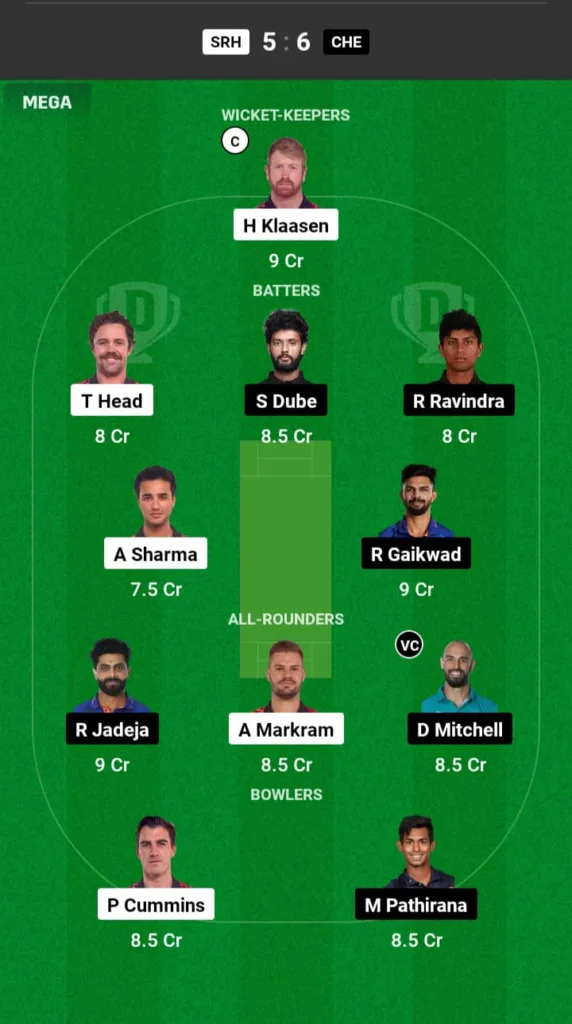 SRH vs CSK Dream11