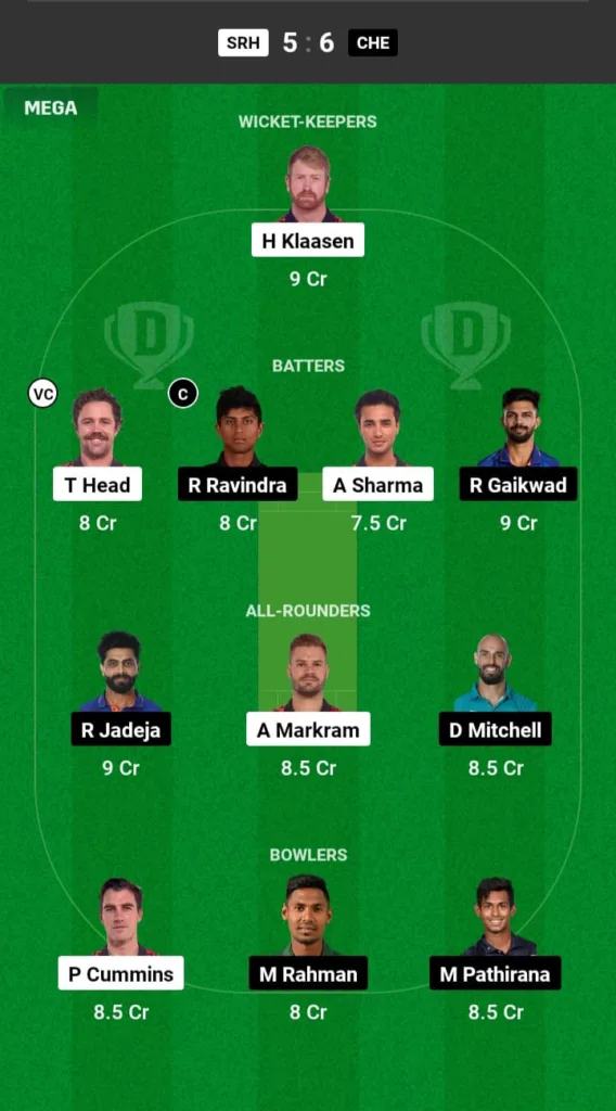 SRH vs CSK Dream11