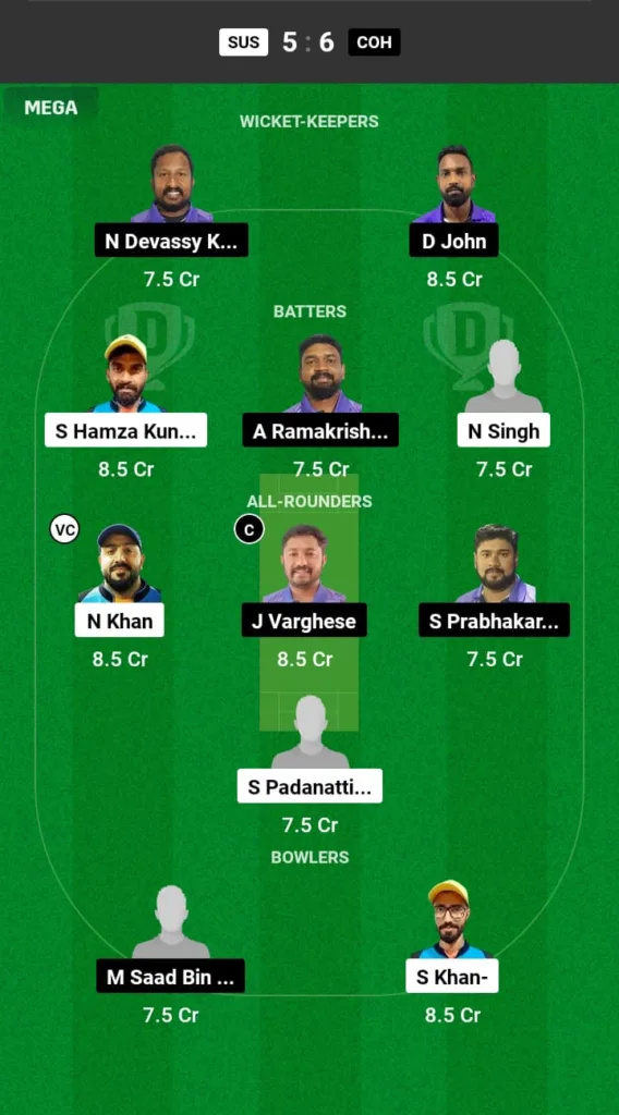 SUS vs COH Dream11