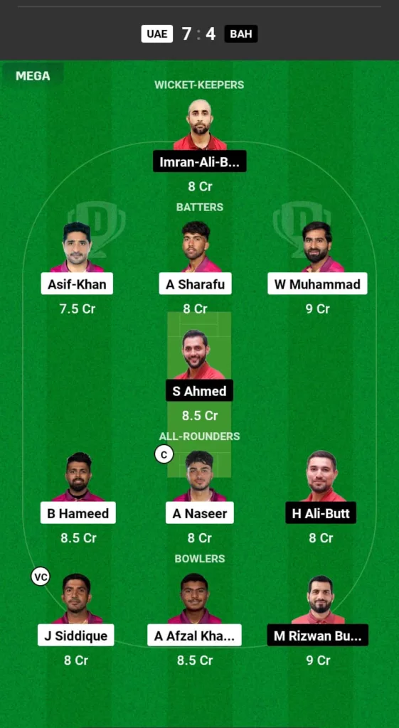 UAE vs BAH Dream11