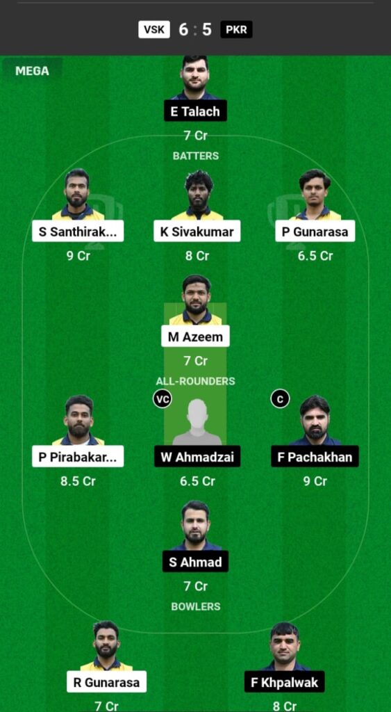 VSK vs PKR Dream11