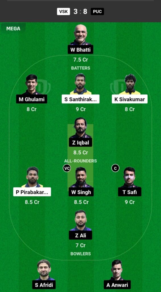 VSK vs PUC Dream11