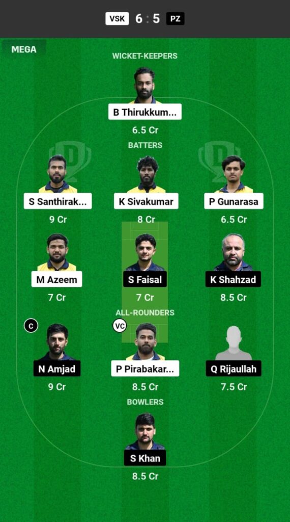 VSK vs PZ Dream11