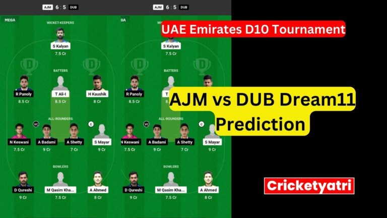 AJM vs DUB Dream11