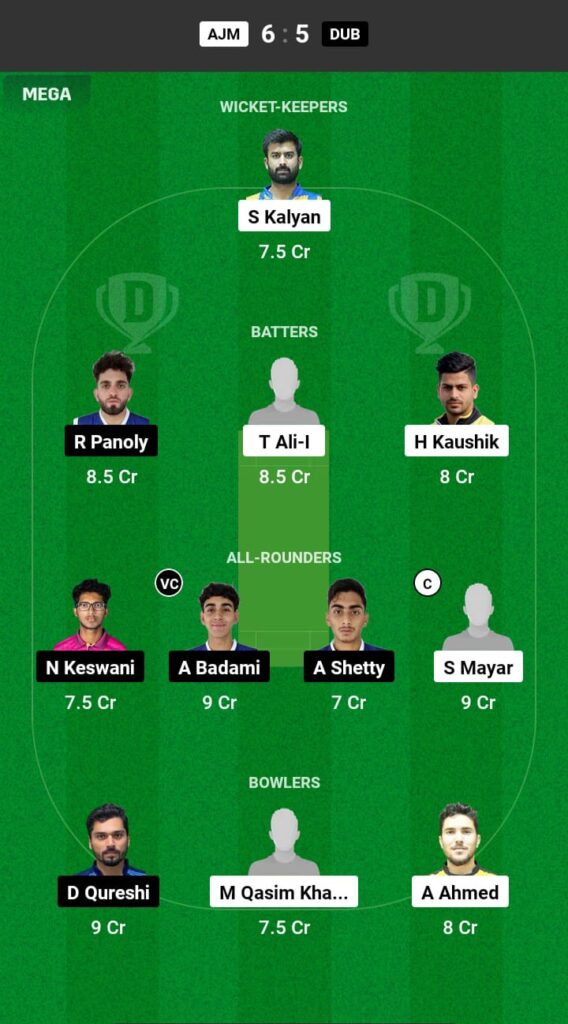 AJM vs DUB Dream11