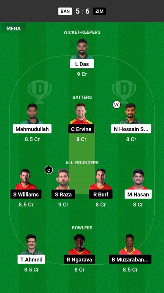 BAN vs ZIM Dream11