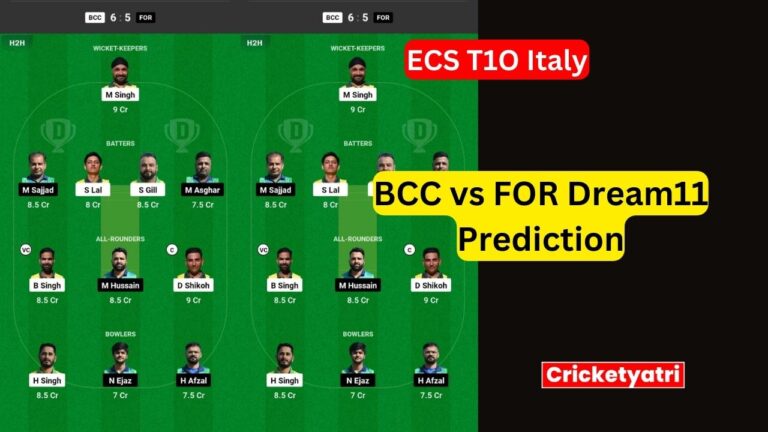 BCC vs FOR Dream11