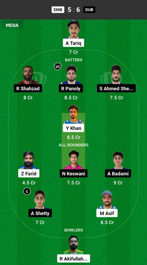 EMB vs DUB Dream11