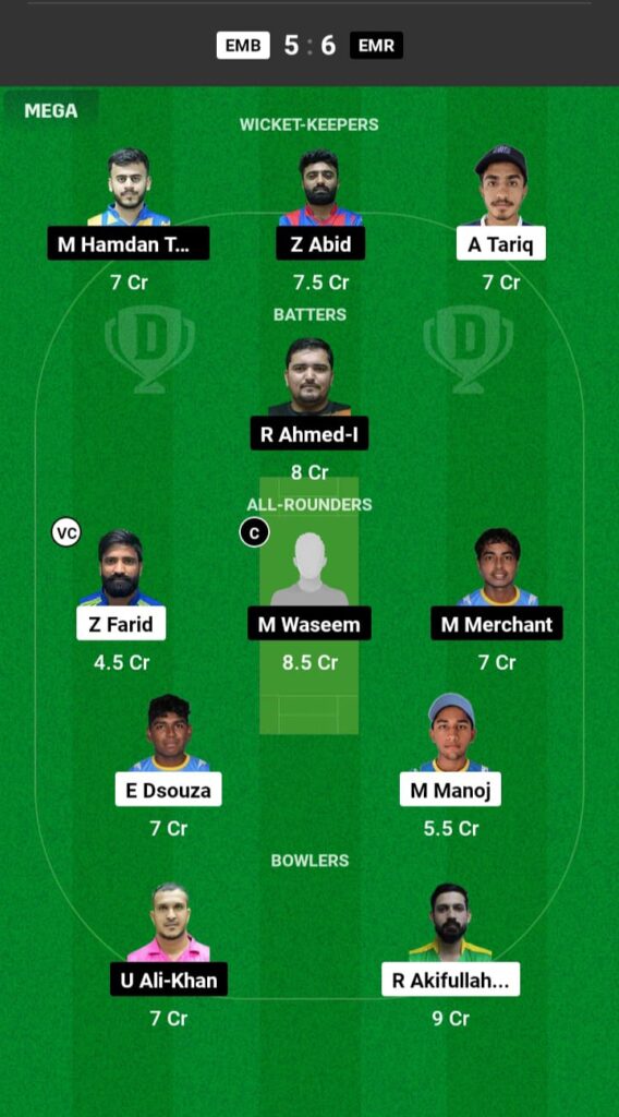 EMB vs EMR Dream11 