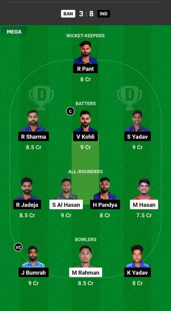 IND vs BAN Dream11