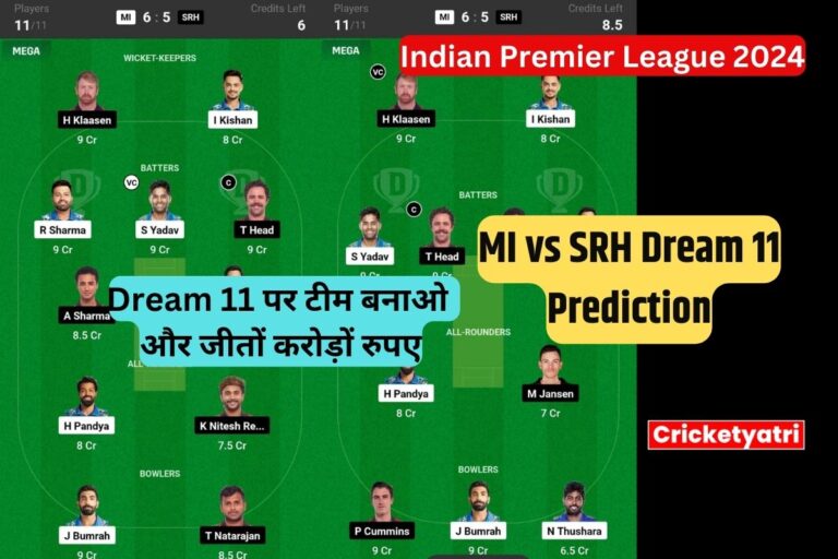 MI vs SRH Dream 11 Prediction