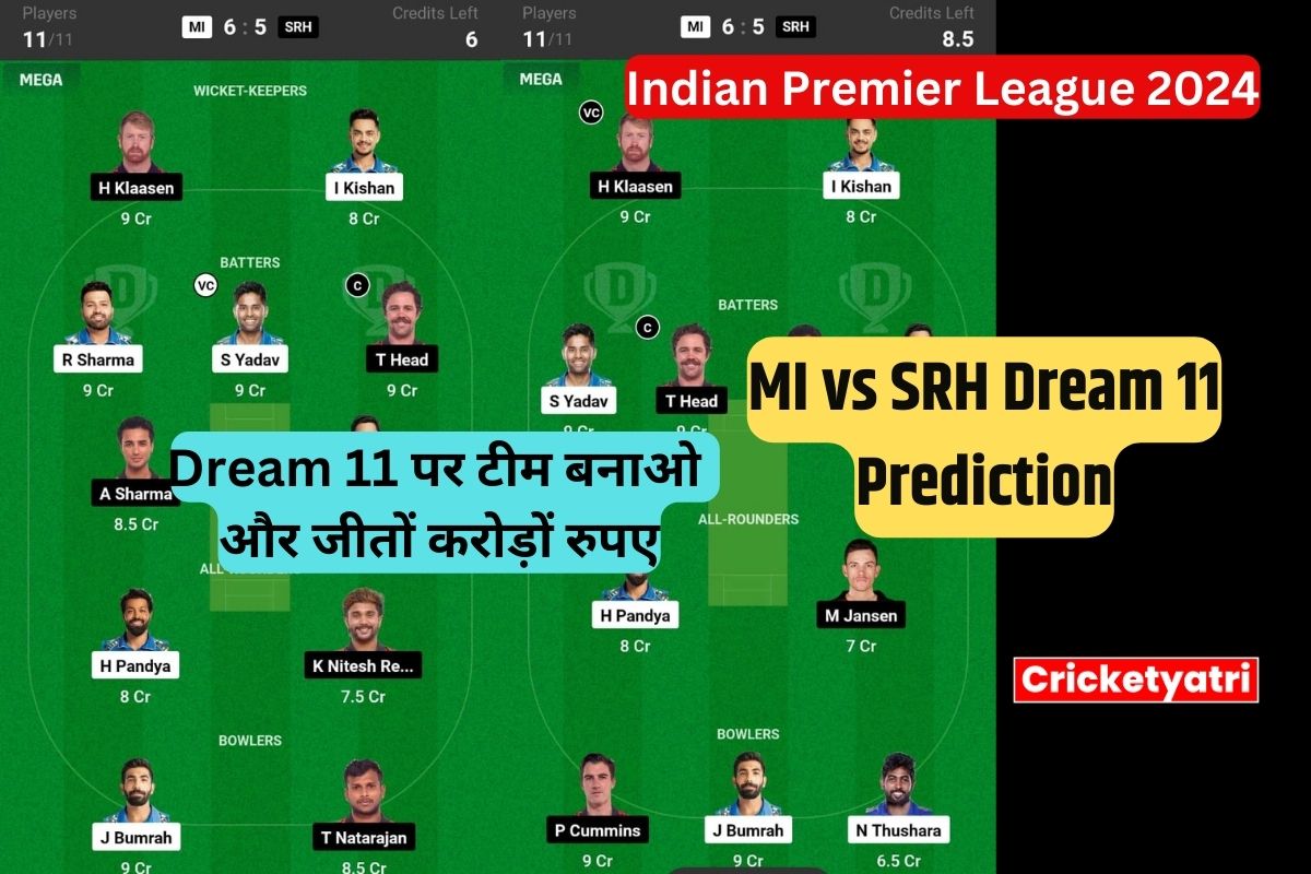 MI vs SRH Dream 11 Prediction