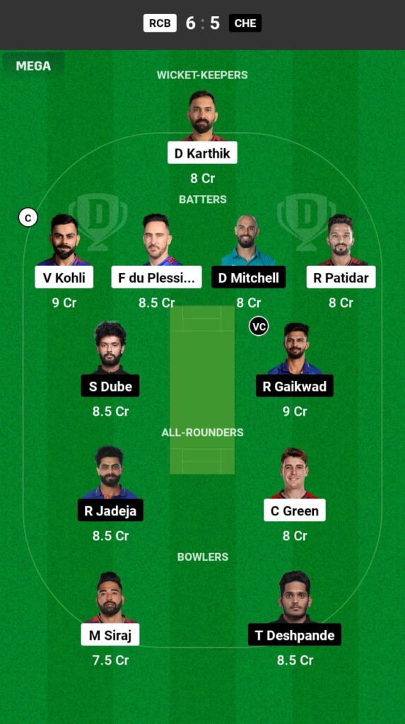 RCB vs CSK Dream11