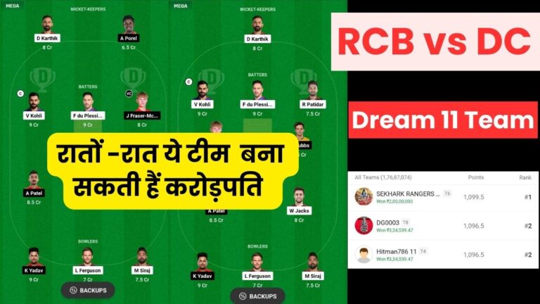 RCB vs DC Dream11 Prediction