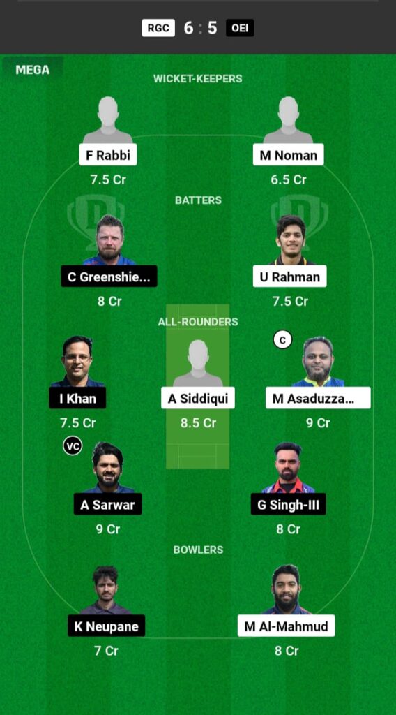 RGC vs OEI Dream11