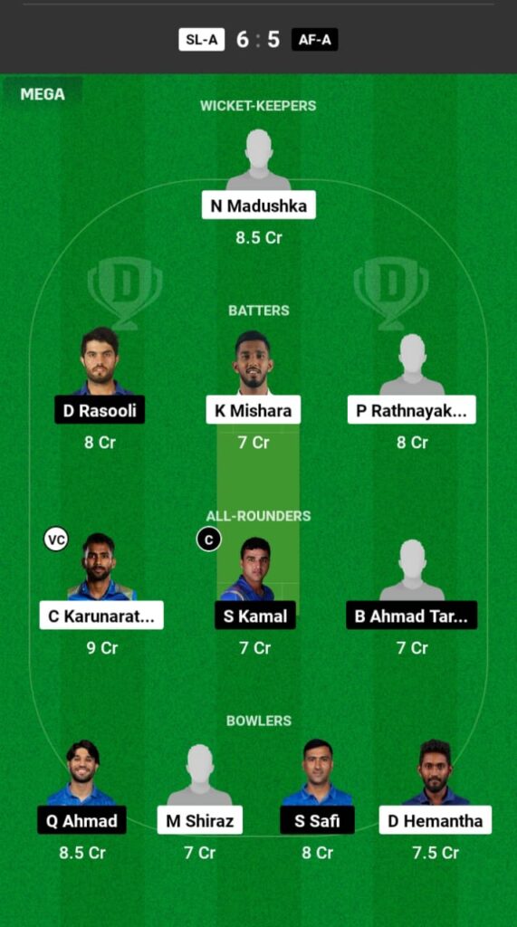 SL-A vs AFG-A Dream11 