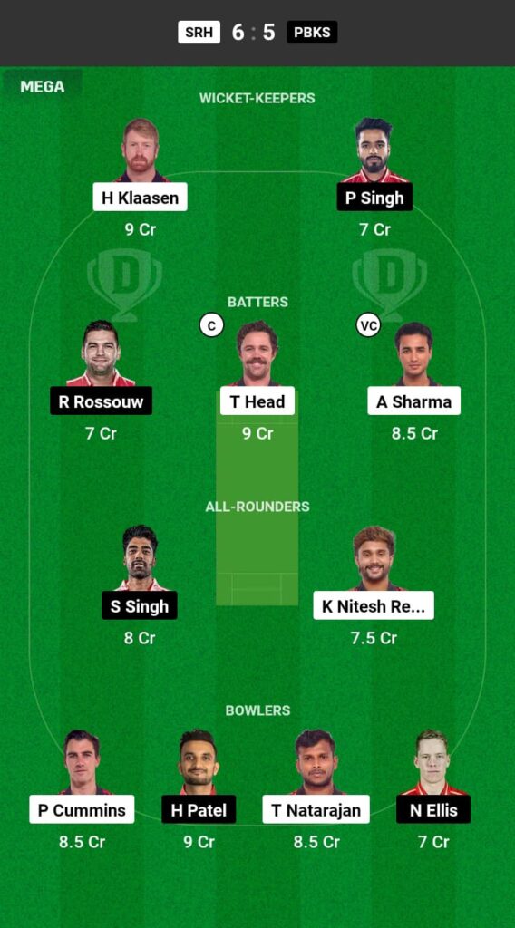 SRH vs PBKS Dream11