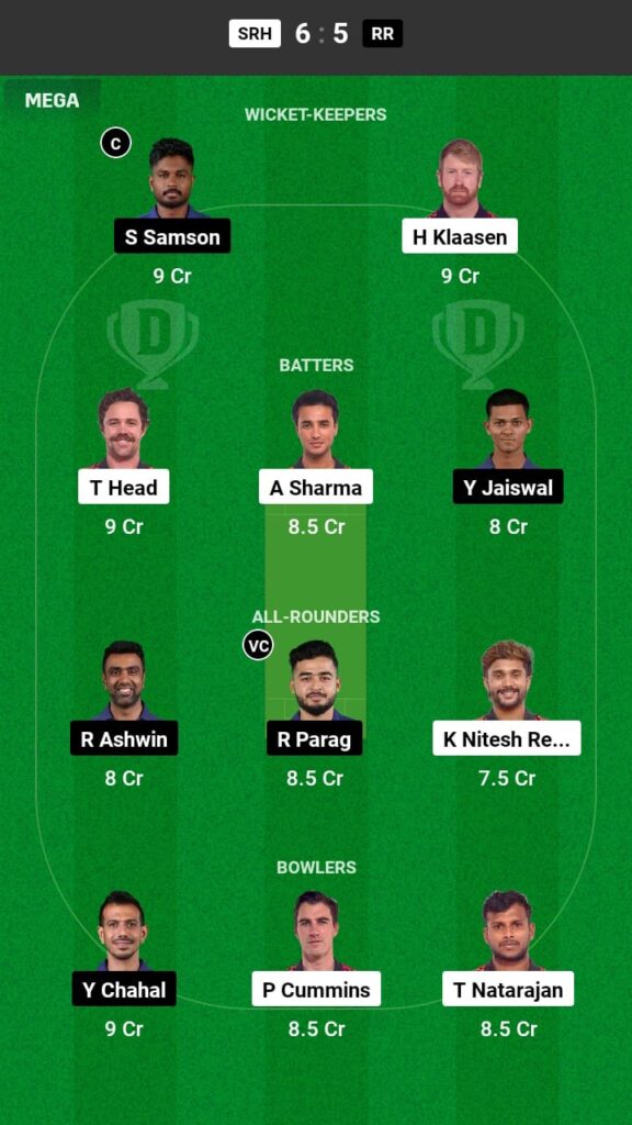 SRH vs RR Dream11