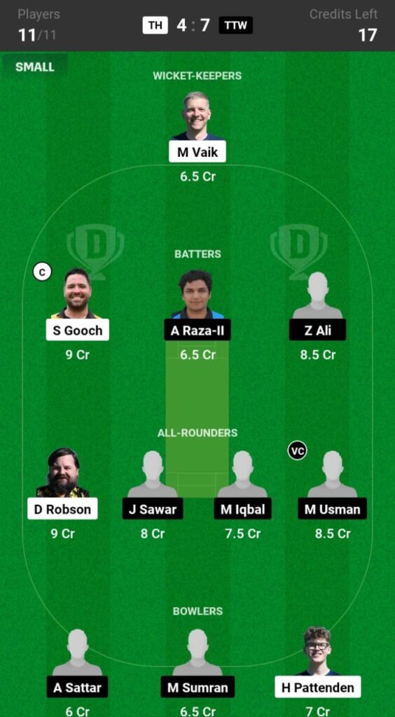 TH vs TTW Dream11