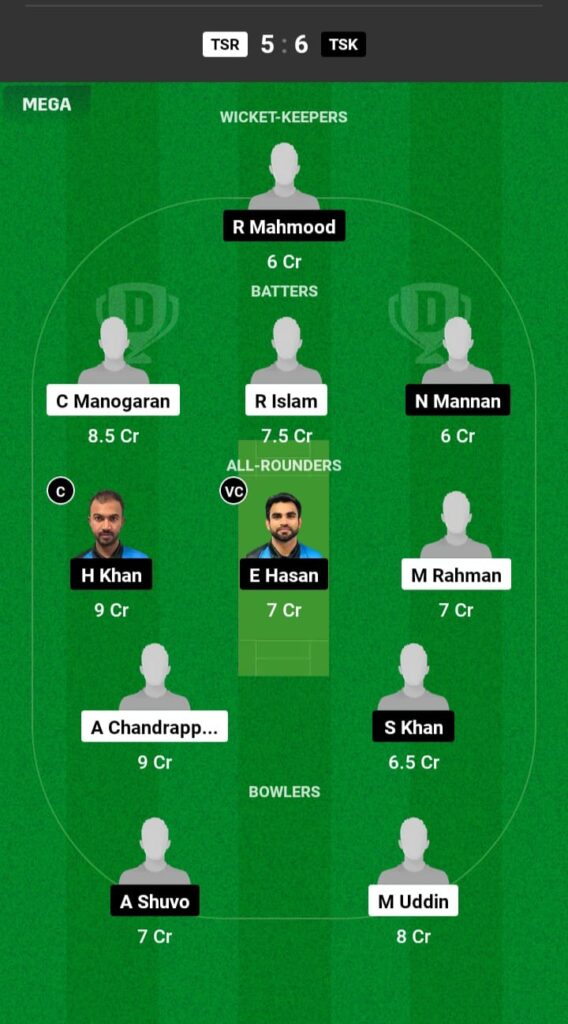 TSR vs TSK Dream11 