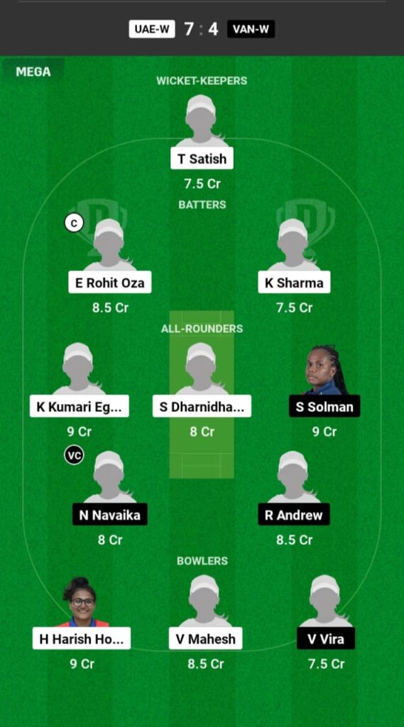 UAE-W vs VAN-W Dream11