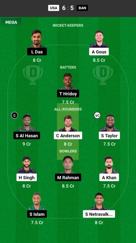 USA vs BAN Dream11