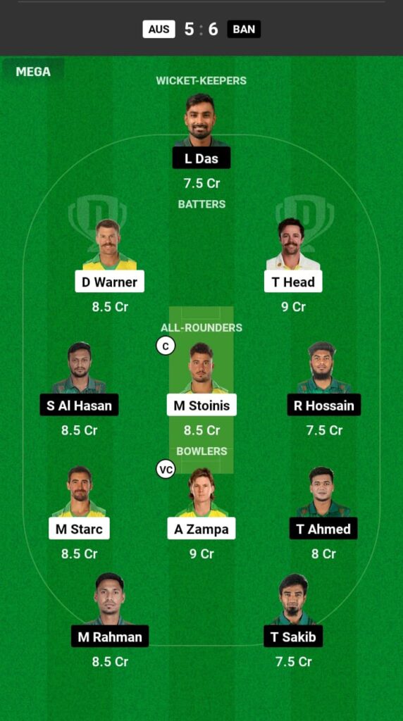 AUS vs BAN Dream11