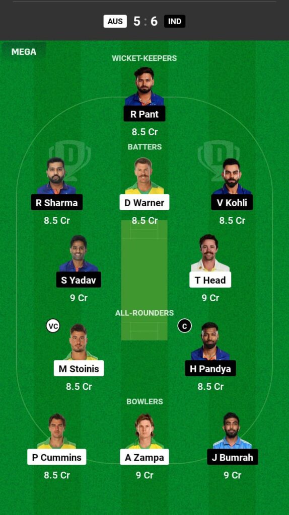 AUS vs IND Dream11