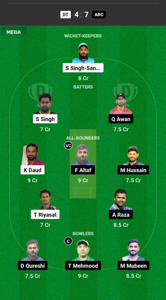 DT vs ARC Dream11