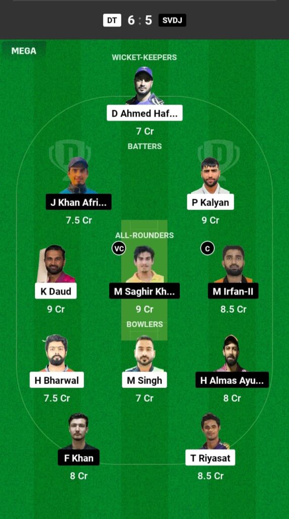 DT vs SVDJ Dream11