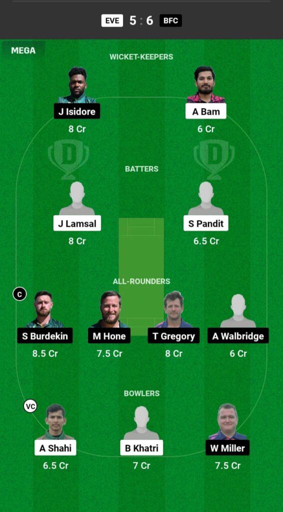 EVE vs BFC Dream11