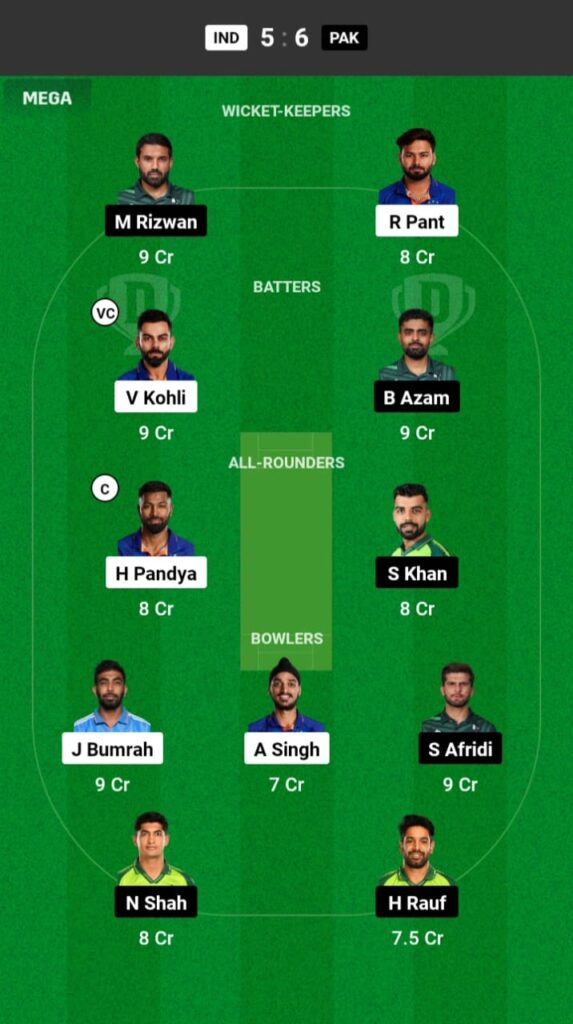 IND vs PAK Dream11