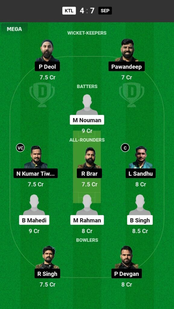 KTL vs SEP Dream11