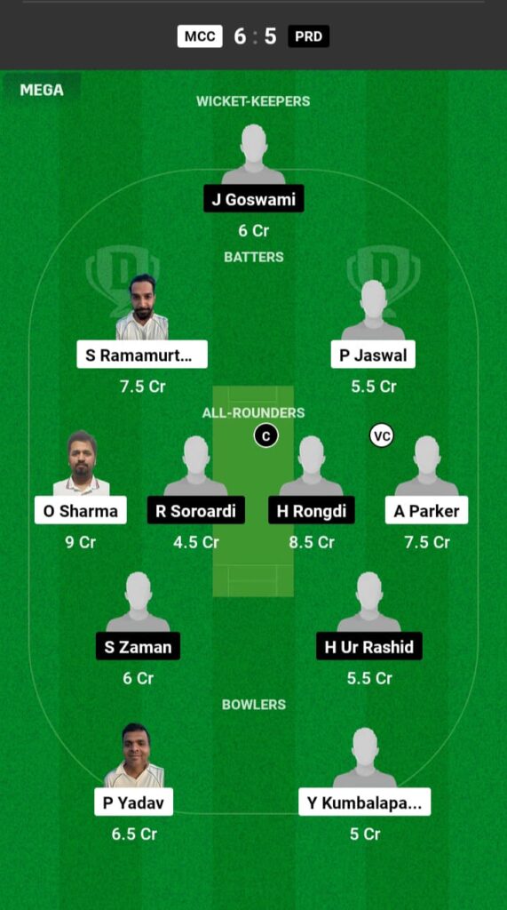 MCC vs PRD Dream11