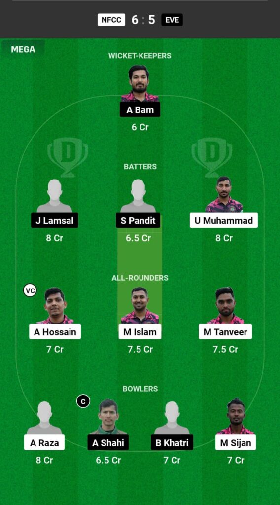 NFCC vs EVE Dream11